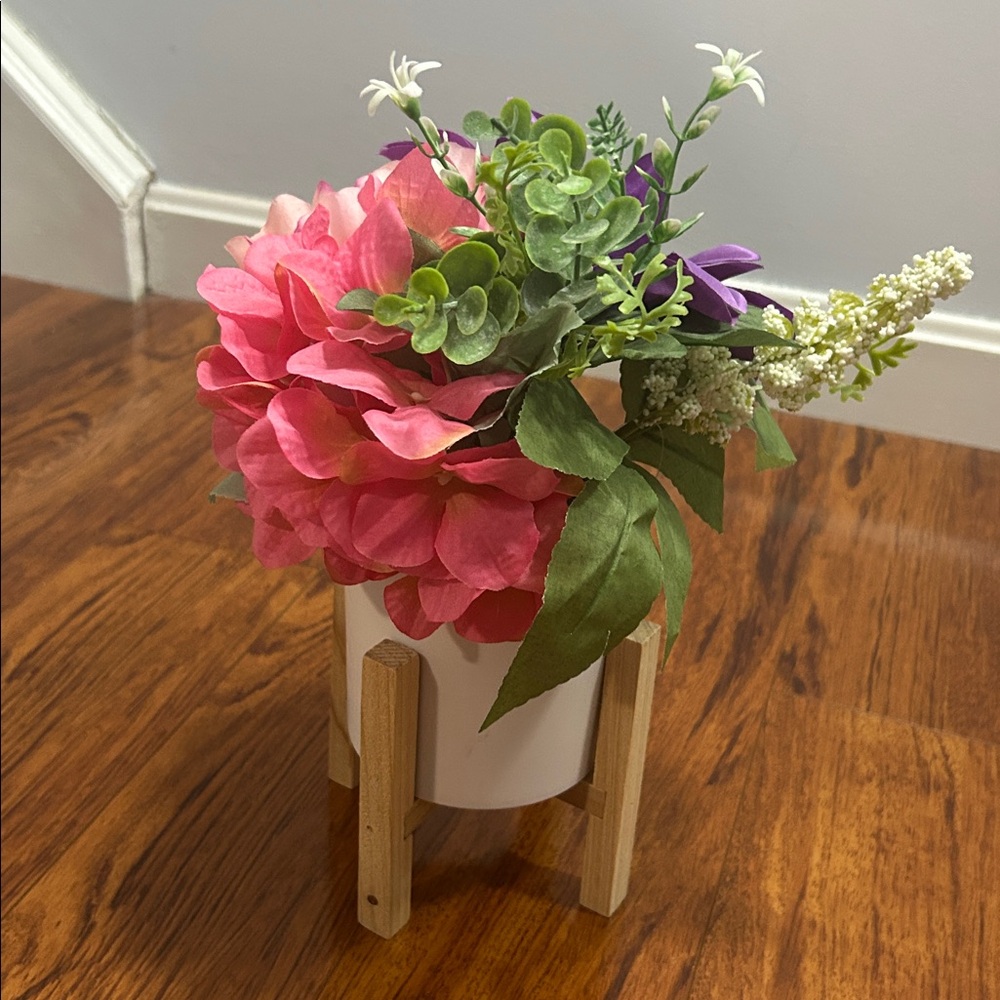 Purple Artificial Flower Arrangement in Modern Pot - Picture 2 of 5